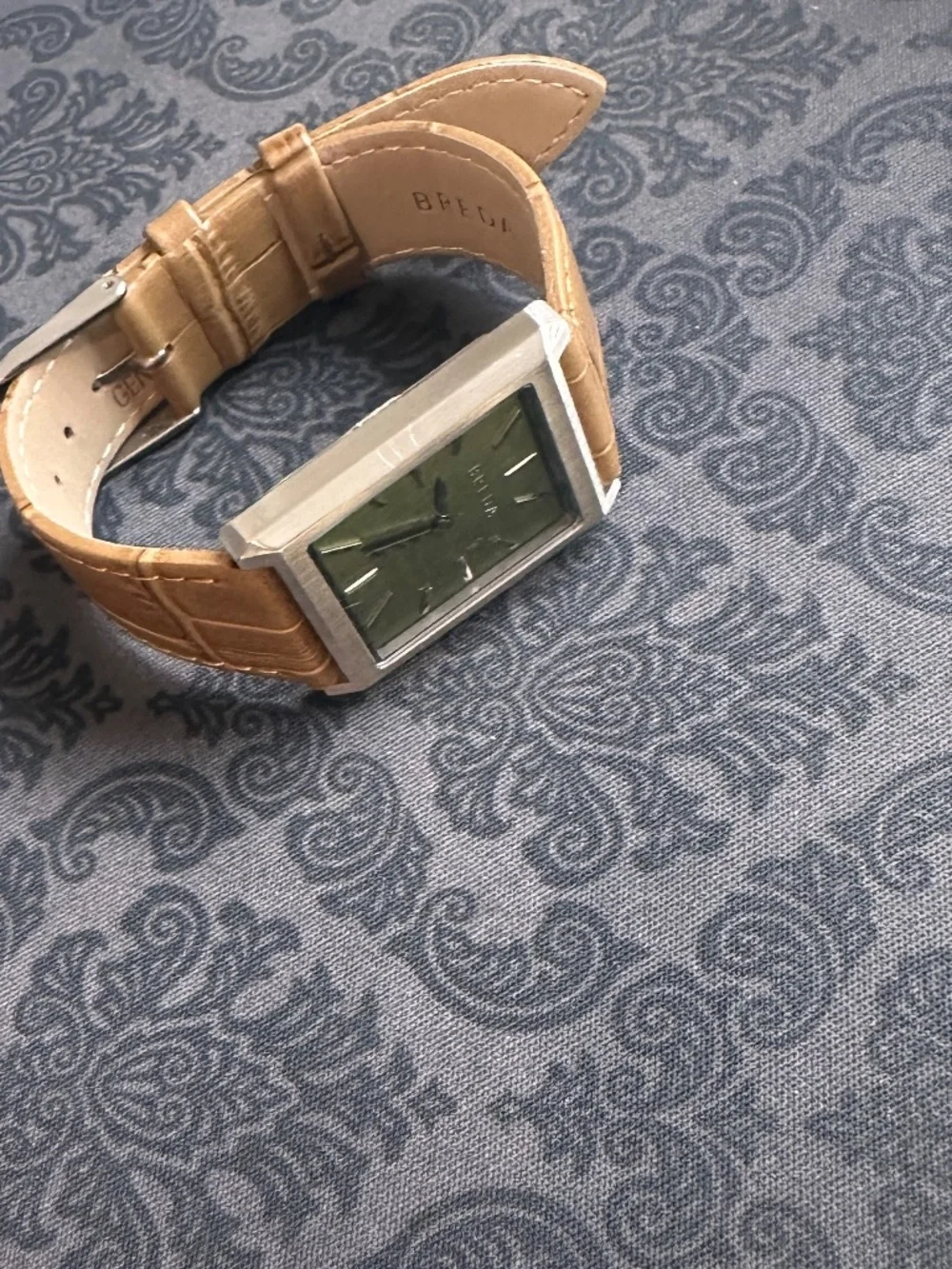 BREDA Virgil 26mm Green Dial Tan Leather Watch Needs Battery